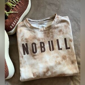 NOBULL Crew Neck Sweatshirt Top Yellow Brown Tan Tie Dye S